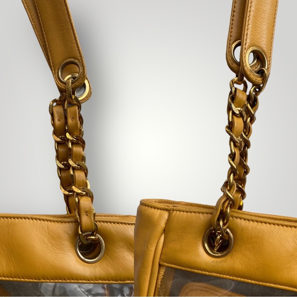 Chanel Clear Tri CC Logo Mustard Yellow Tote Bag π― - Picture 5 of 13